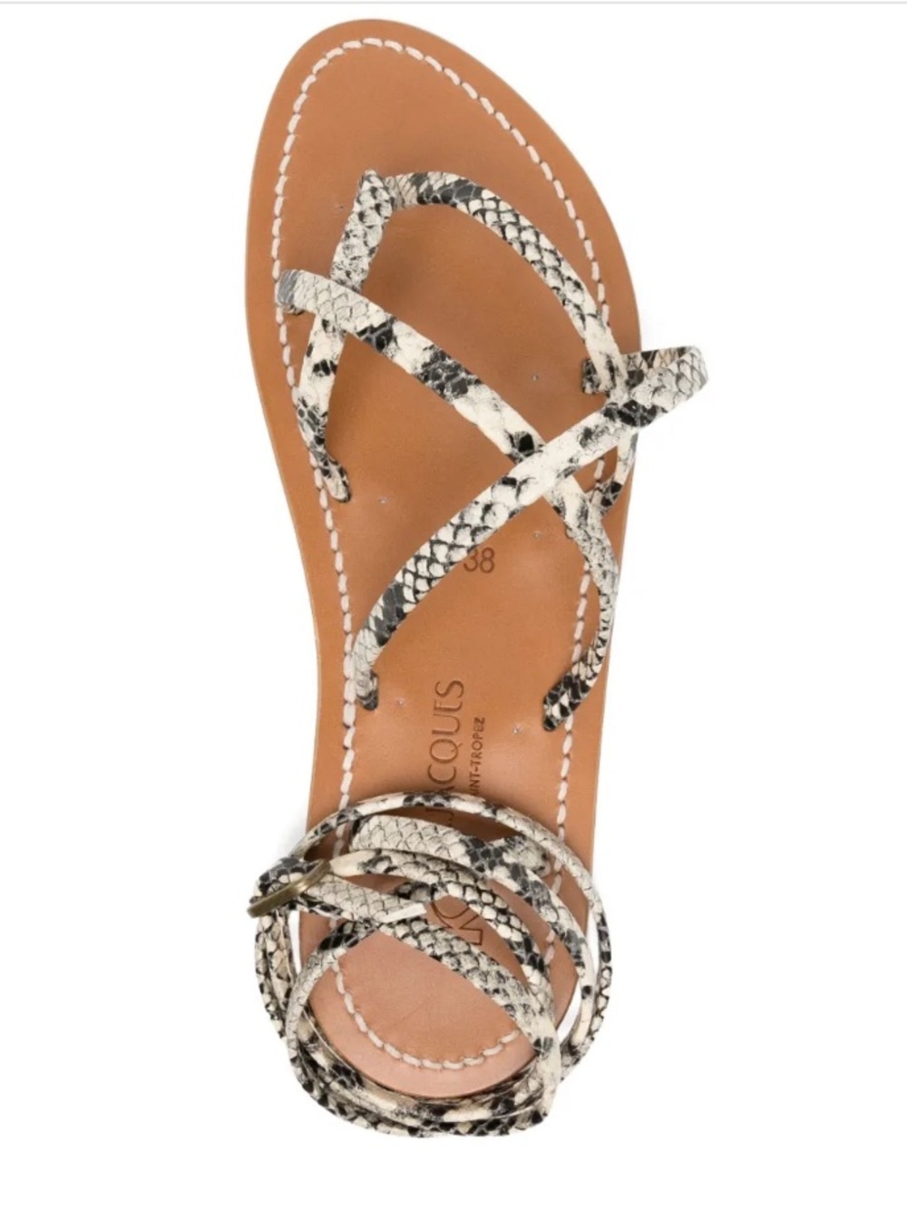 K. Jacques snakeskin leather ankle-tie sandals Size 39
